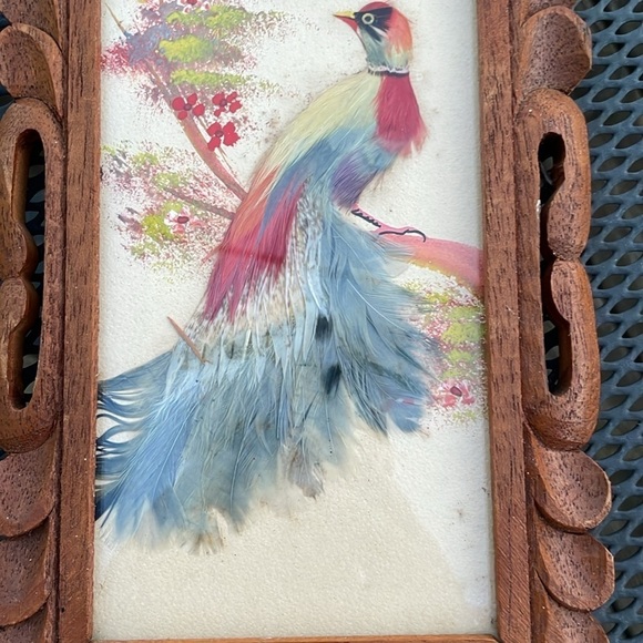 Vintage Mexican Feathercraft With Carved Wood Frames 1950’s - Picture 2 of 5